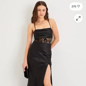 Lulu's Black Maxi Dress with Lace Detail